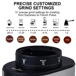 BIOLOMIX Burr Mill: 31 Grind Settings for Perfect Coffee