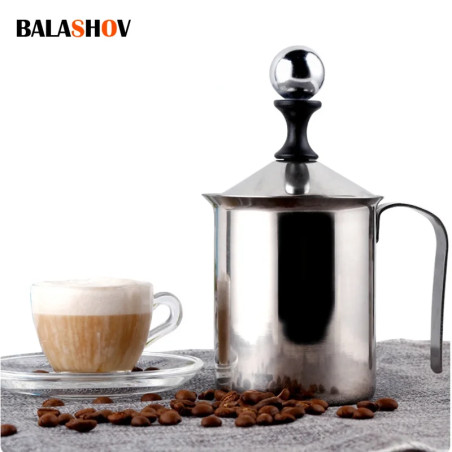 BALASHOV Milk Frother: Double Mesh, 800ml, for Creamy Coffee & More