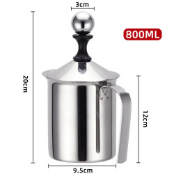 BALASHOV Milk Frother: Double Mesh, 800ml, for Creamy Coffee & More