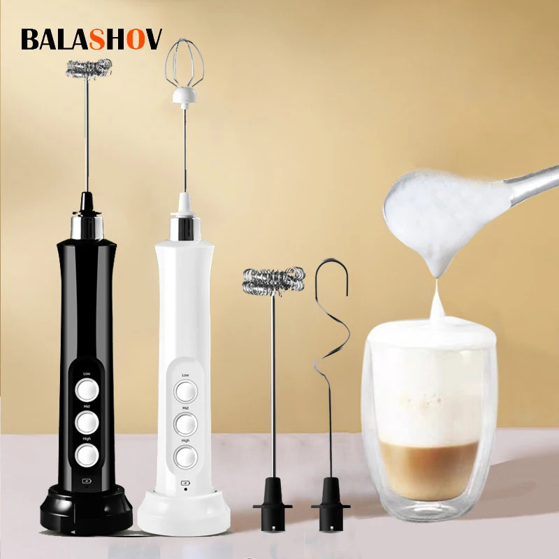 BALASHOV 3-in-1 Electric Milk Frother: Fast, Rechargeable & Portable