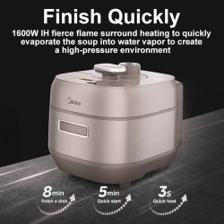 MIDEA 5L Pressure Cooker: Fast IH Cooking & Double Liner