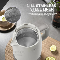 MIDEA 1.7L Insulated Kettle: Precise Temp Control & Boil Safety