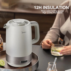 MIDEA 1.7L Insulated Kettle: Precise Temp Control & Boil Safety