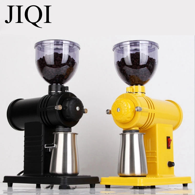JIQI Electric Coffee Grinder: 10-File Adjustment, Stainless Steel