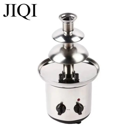 JIQI 3-Tier Chocolate Fountain, Stainless Steel, Auto Rotating