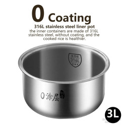 JOYOUNG 3L Rice Cooker - Stainless Steel & Multigrain