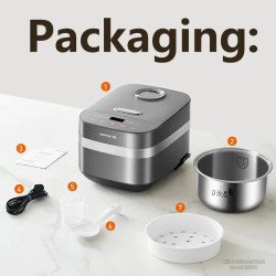 JOYOUNG 3L Rice Cooker - Stainless Steel & Multigrain
