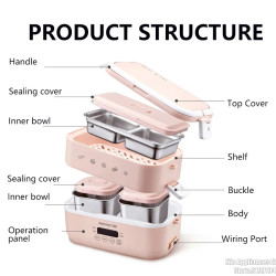 JOYOUNG Double-Layer Electric Lunch Box: Hot Meals Anywhere