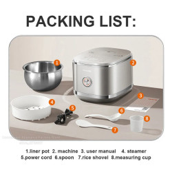 JOYOUNG 4L Stainless Steel Rice Cooker - 24H Timer, Multifunctional