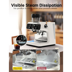HIBREW Dual Boiler Espresso Machine with Grinder & 30 Grind Settings
