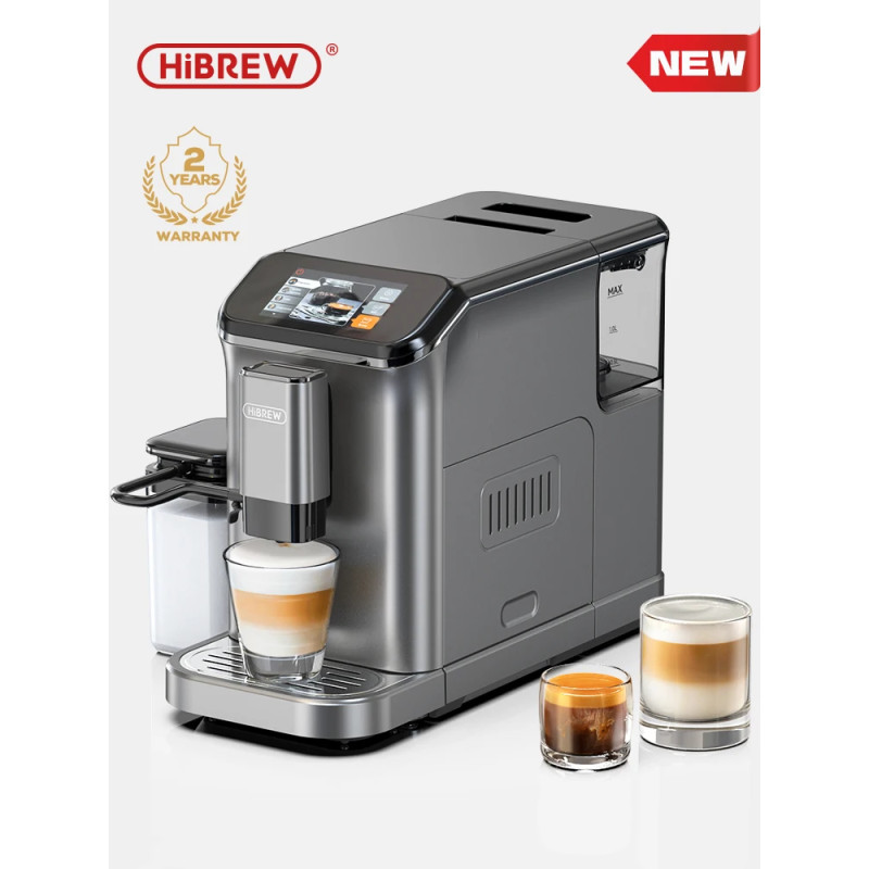 HIBREW Espresso Machine: Auto Cappuccino, 6 Coffees, Grinder & Touc...