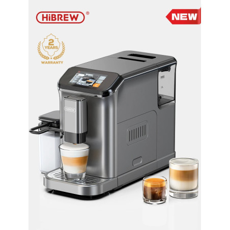 HIBREW Espresso Machine: Auto Cappuccino, 6 Coffees, Grinder & Touc...