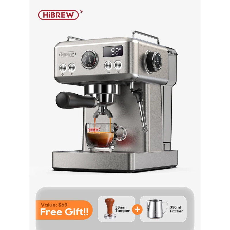 HIBREW 20 Bar Espresso Machine: Adjustable Temp, 58mm Portafilter