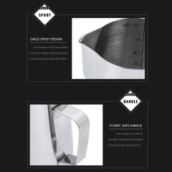 HIBREW Stainless Steel Latte Art Milk Frother