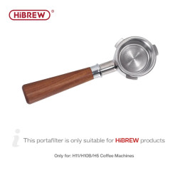 HIBREW 51mm Handle: Stainless Steel & Wood Espresso Brewing