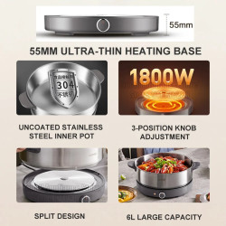 SUPOR Electric Hot Pot & Rice Cooker: Stainless Steel, Family-Sized