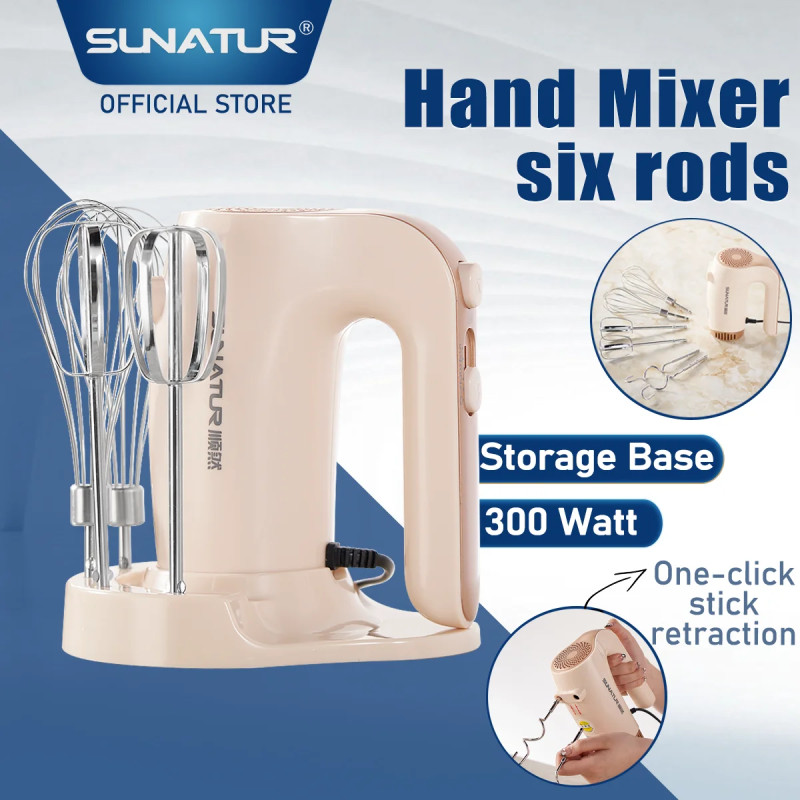 SUNATUR 3-in-1 Electric Hand Mixer: Whisk, Blend, Bake