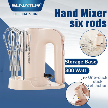 SUNATUR 3-in-1 Electric Hand Mixer: Whisk, Blend, Bake