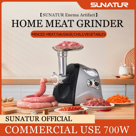 SUNATUR 700W Electric Grinder & Chopper: Meat Mincing, Sausage Making