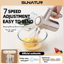 SUNATUR Wireless Hand Mixer: Powerful Mixing for Cakes & More