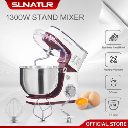 SUNATUR 5.5L Stand Mixer: Powerful Kneading, Blending & More